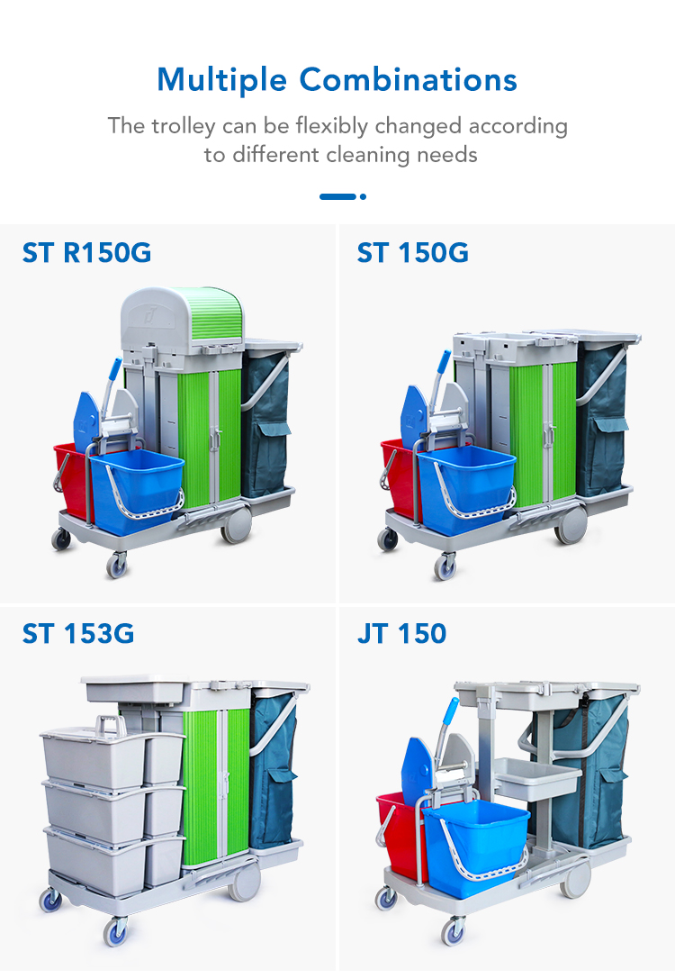 CT Flat Mopping Roll Top Cabinet Trolley - Cleanic Cleaning Equipment
